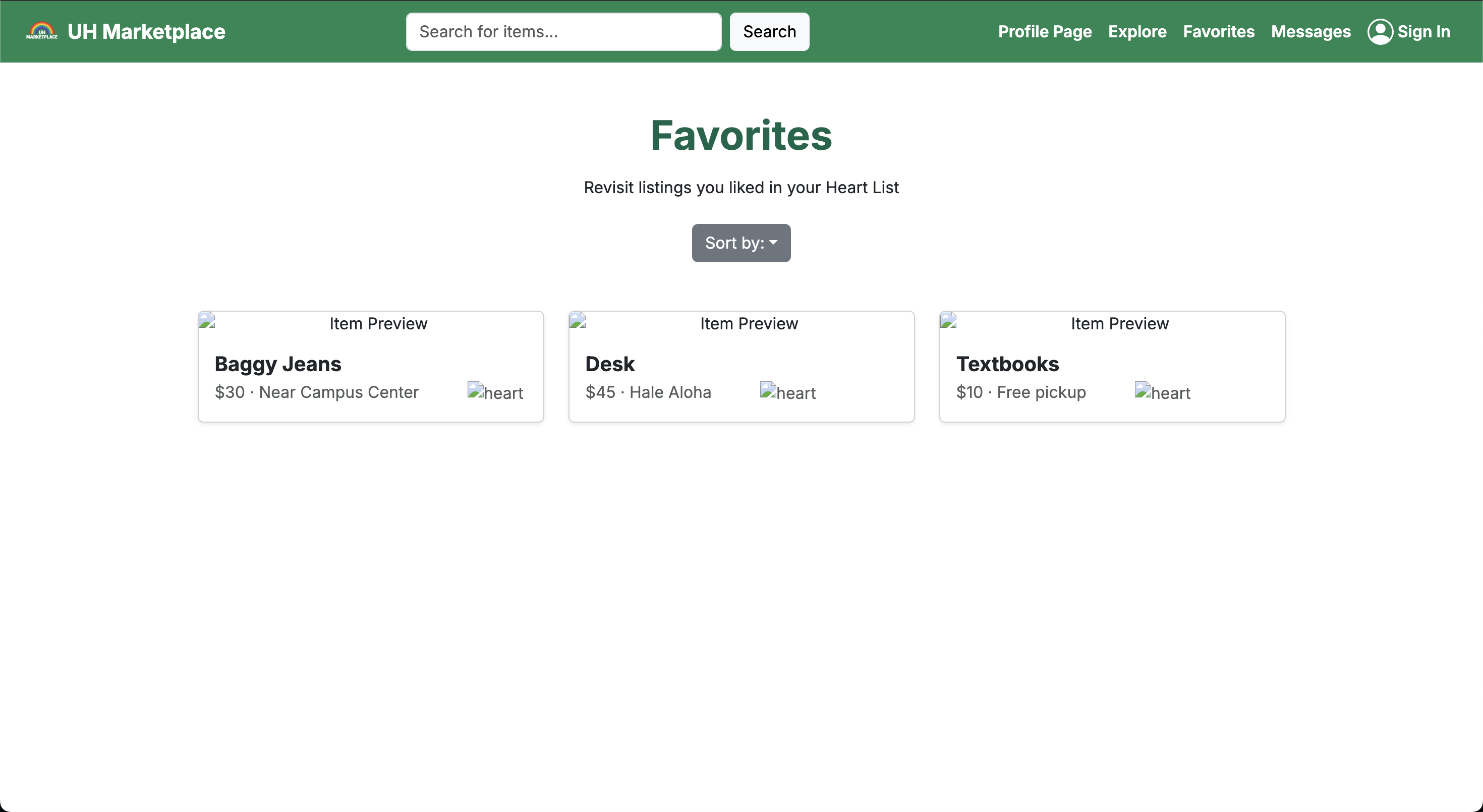 Favorites Page
