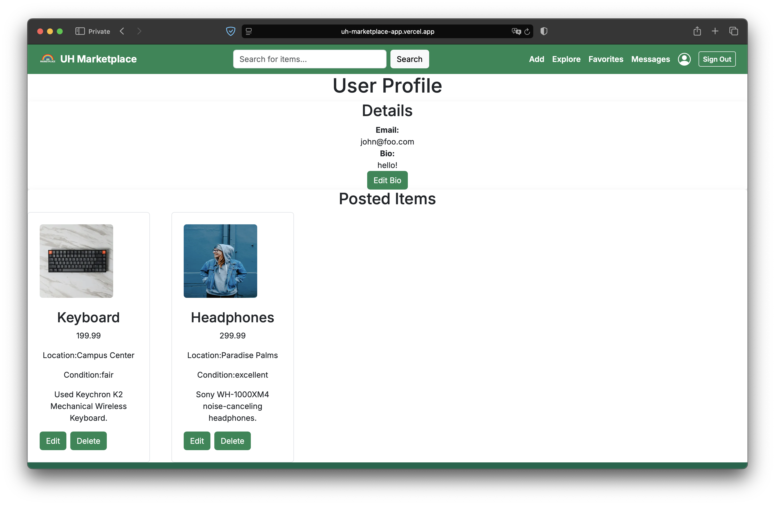 Profile Page